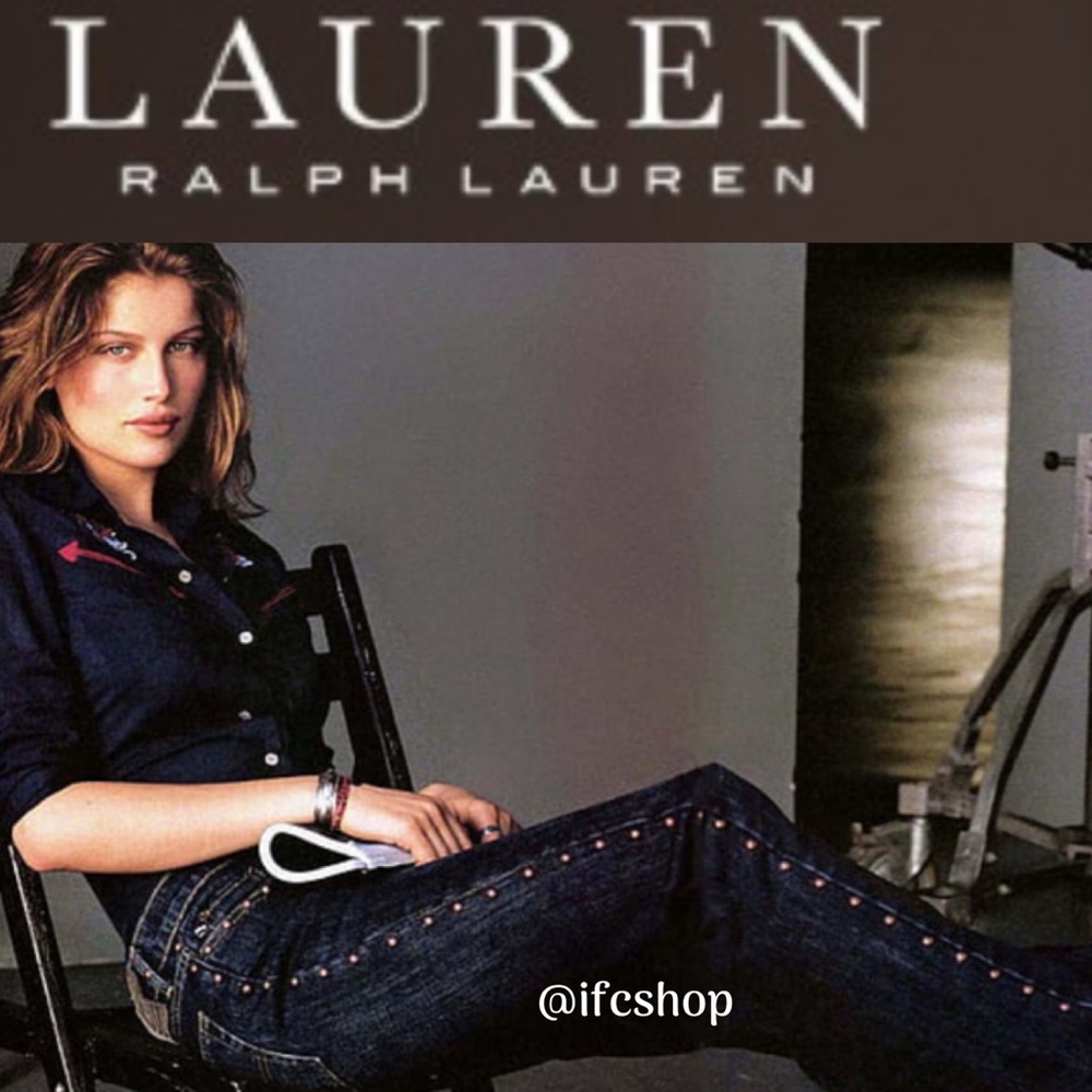 NWT Lauren Ralph Lauren Blue Denim Jeans with Gold Studs 4P